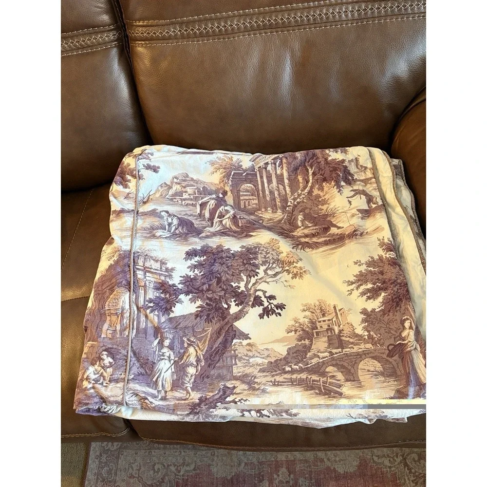 VTG Toile Spa Chinoiserie Custom‎ Made Queen Duvet Cover Soft Lavender 87